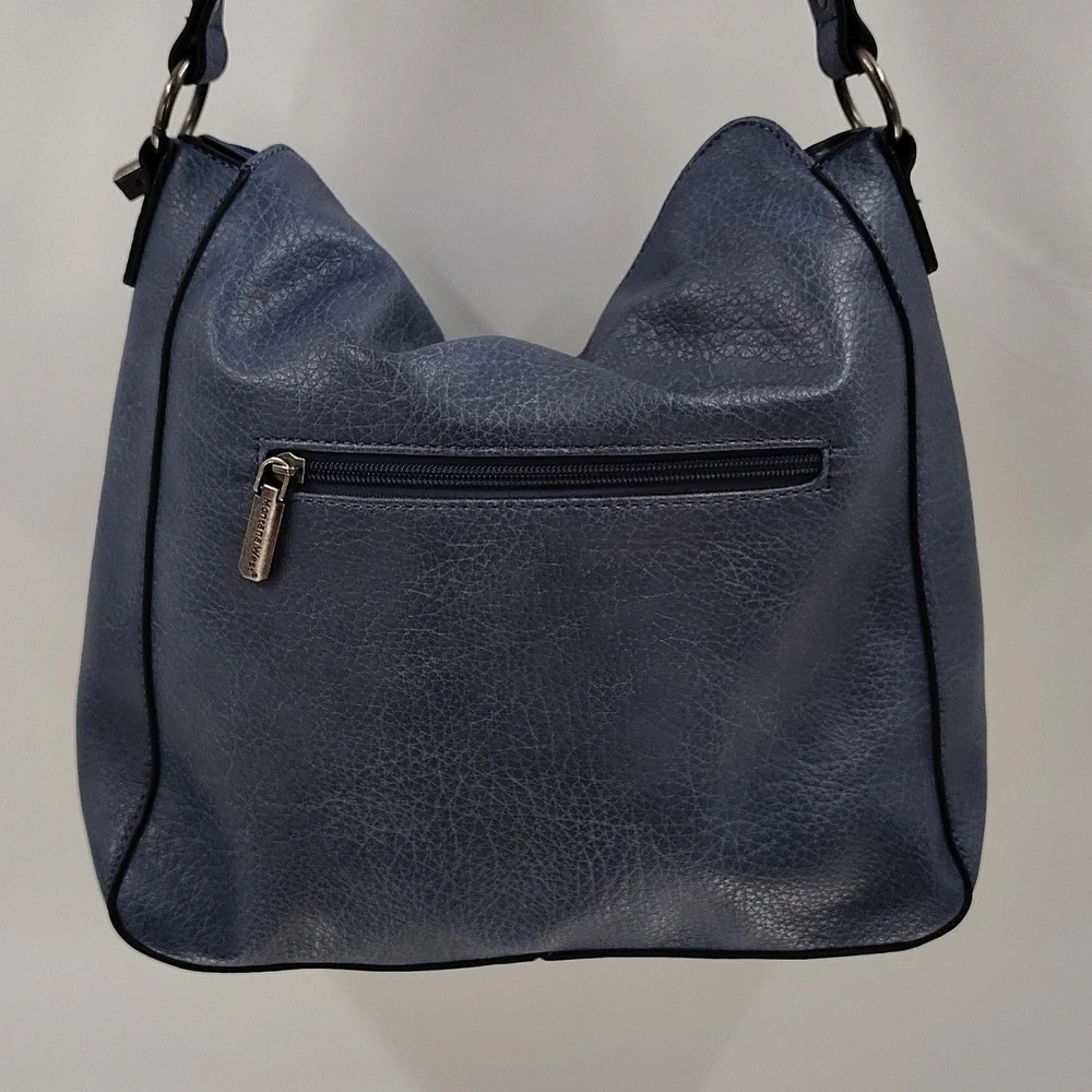 Montana West Hobo Bag Jean Blue Vegan Leather Metal Stud Accents NWOT